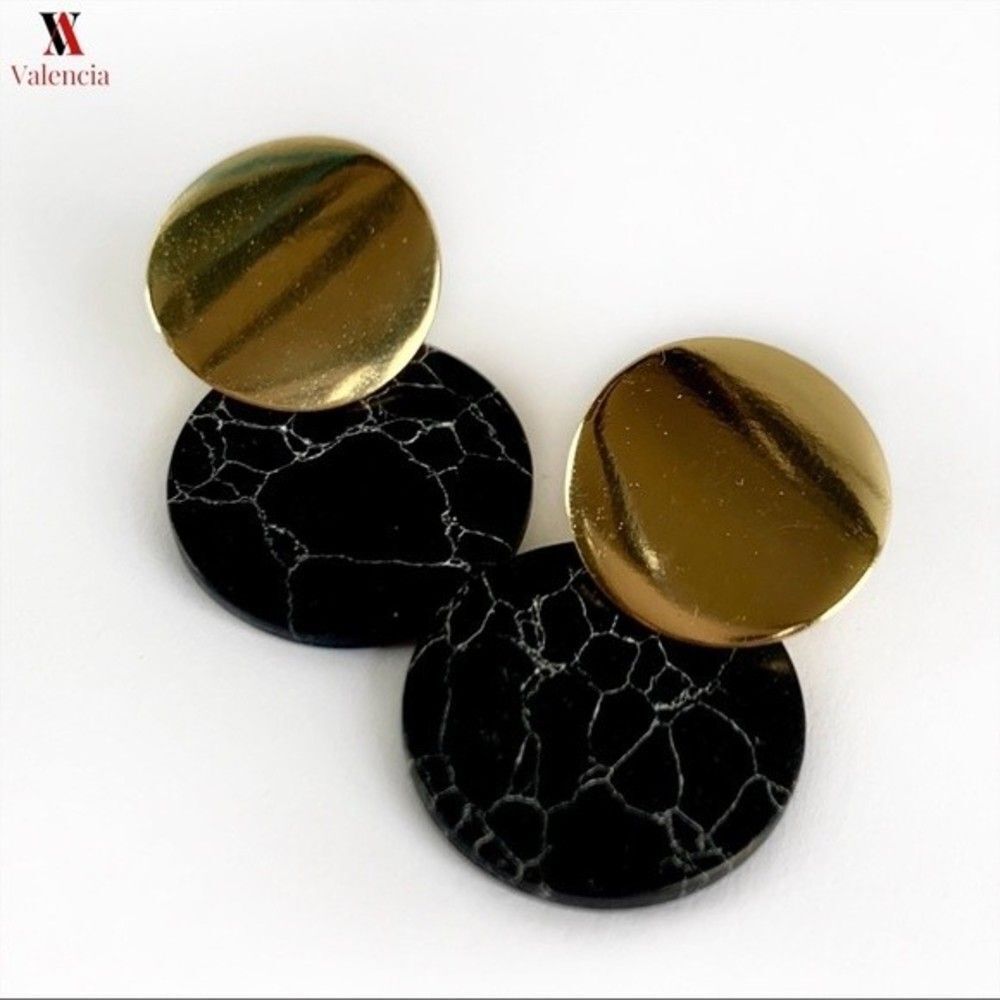 Gold & Black Marble Earrings